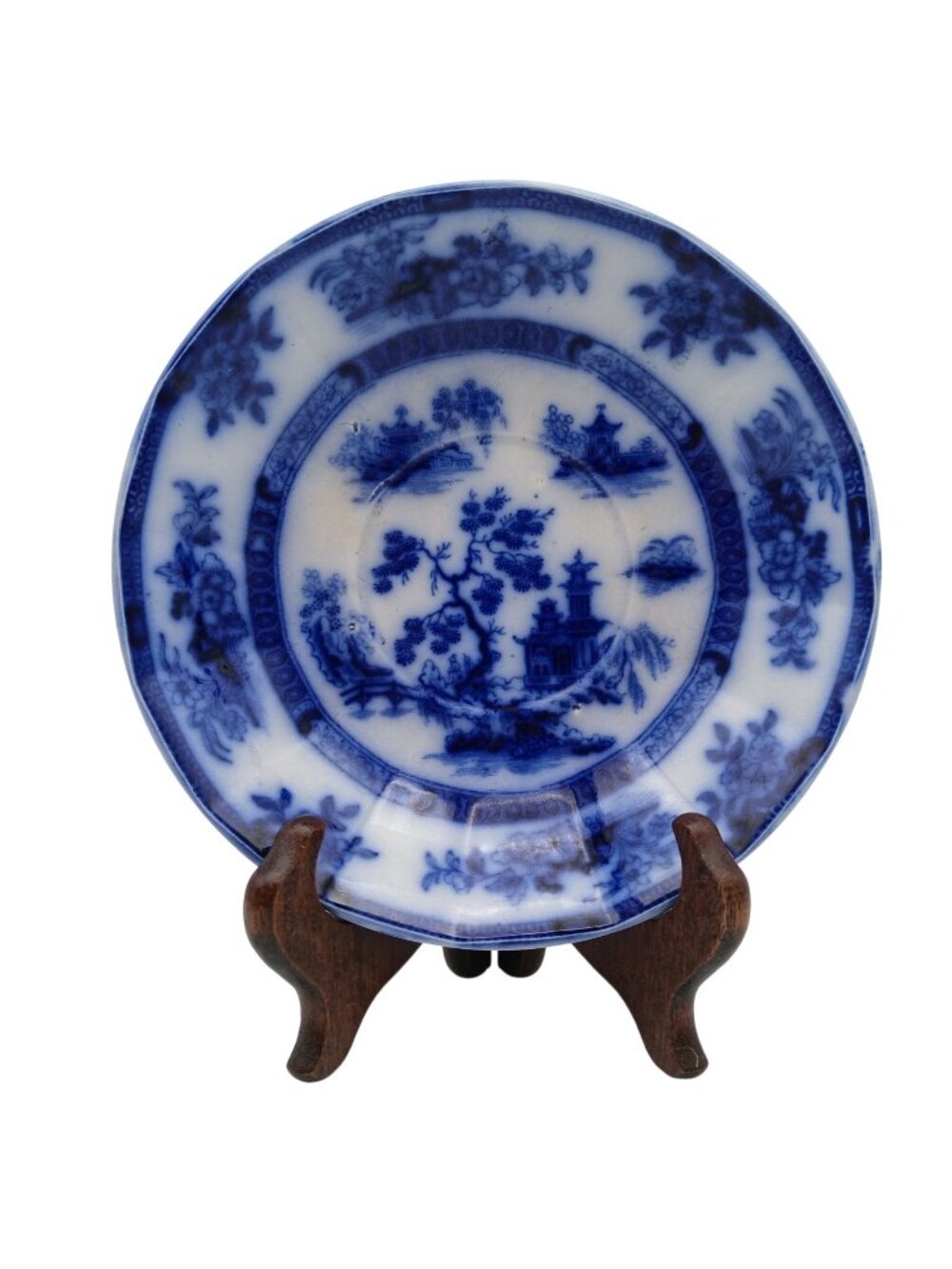Wedgwood Chapoo Flow Blue Saucer Ironstone Blue White Chinoiserie 6”